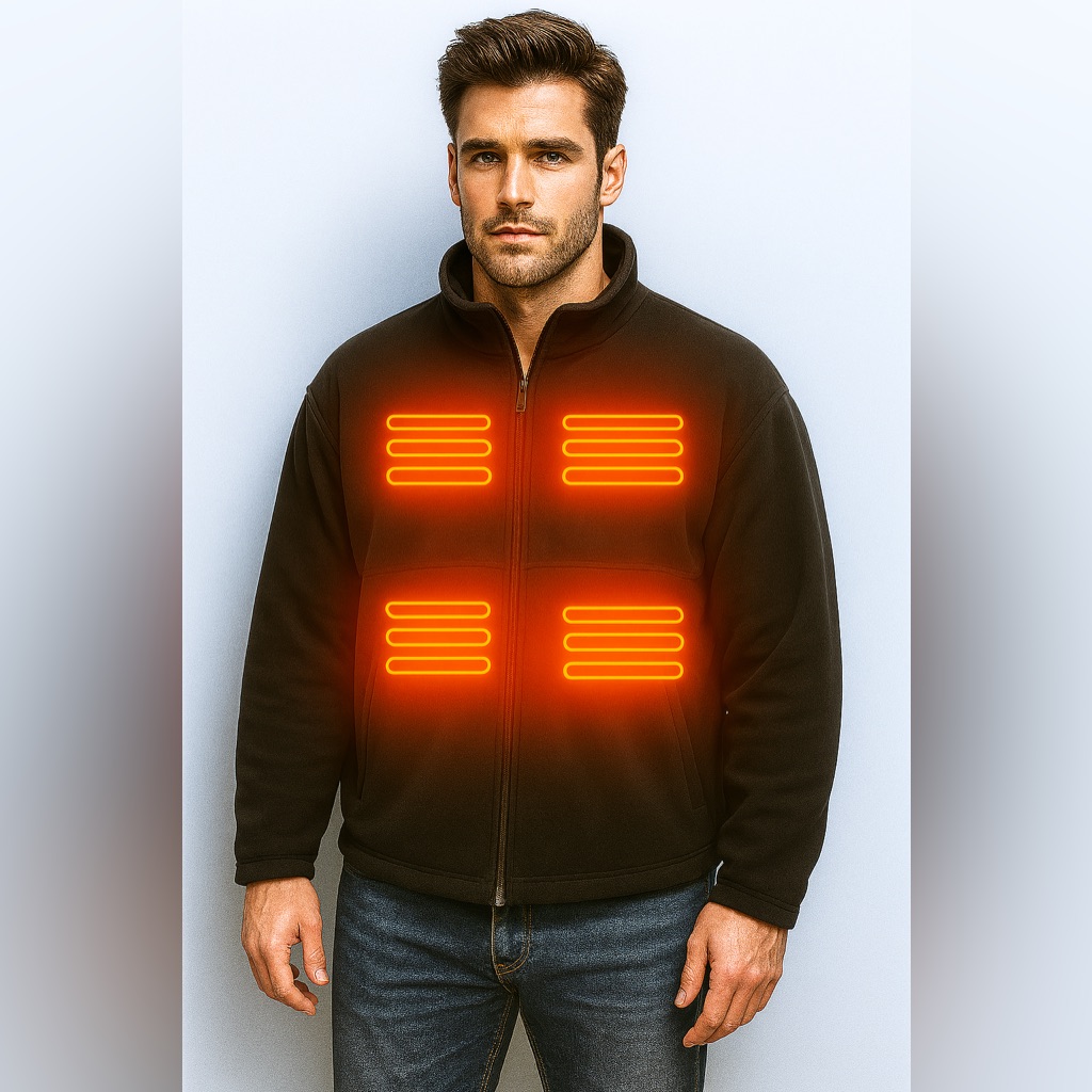 Nwt Men’s Heated Jacket 5v -Xxl Black, + Actionheat Power Bank Included Redhead